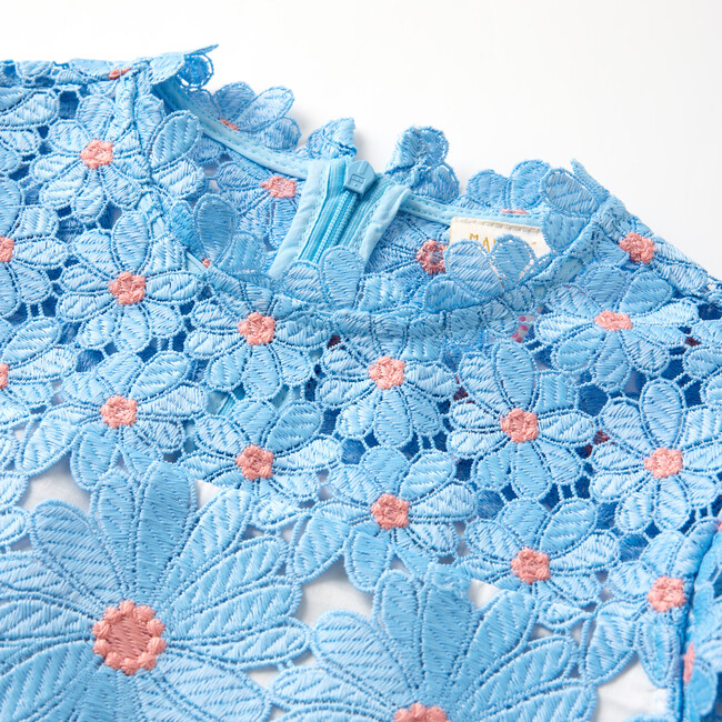 Maya Embroidered Mini Dress, Blue - Dresses - 3