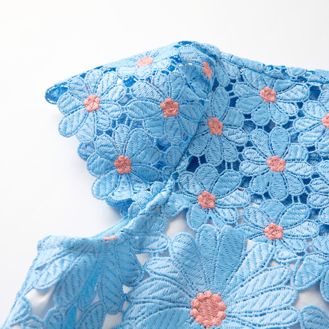 Maya Embroidered Mini Dress, Blue - Dresses - 4