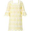 Nora Embroidered Mini Dress, Yellow - Dresses - 1 - thumbnail