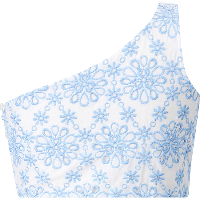 Nora Embroidered Top, Blue - Blouses - 3