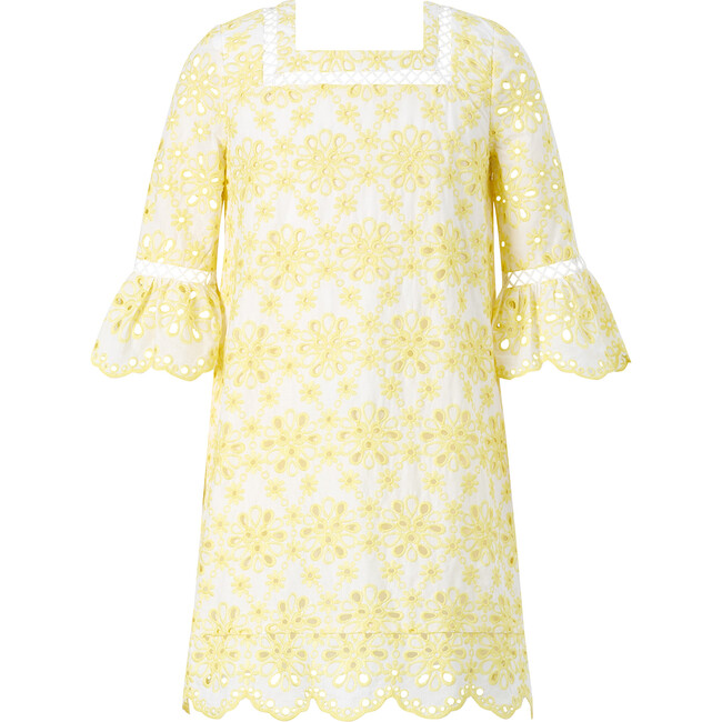 Nora Embroidered Mini Dress, Yellow - Dresses - 3