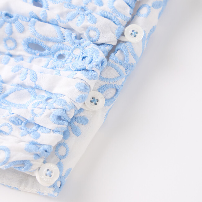 Nora Embroidered Top, Blue - Blouses - 5