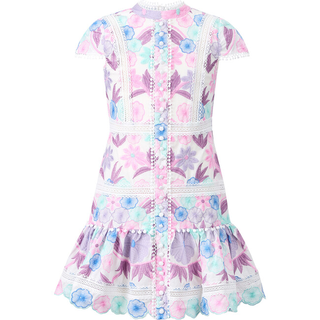 Danielle Embroidered Mini Dress, Floral - Dresses - 1