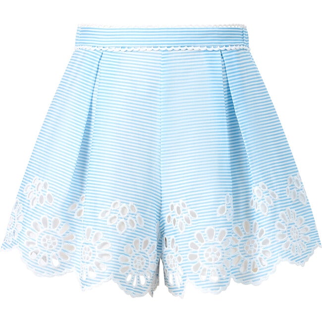 Harley Embroidered Shorts, Blue Stripe - Shorts - 1