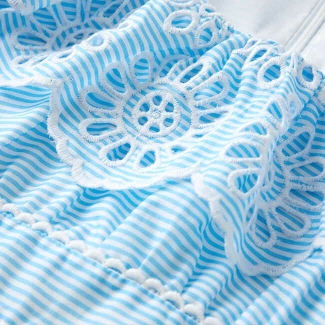 Harley Embroidery Top, Blue Stripe - Blouses - 4