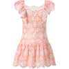 Harley Embroidered Mini Dress, Peach Stripe - Dresses - 2
