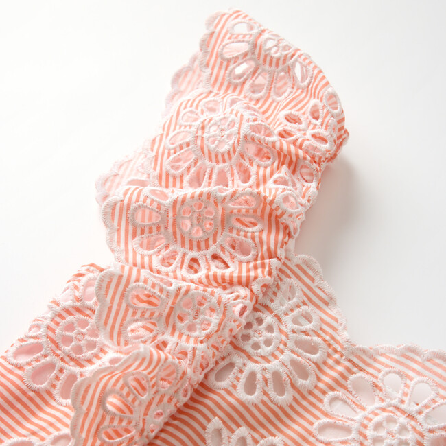 Harley Embroidered Mini Dress, Peach Stripe - Dresses - 4