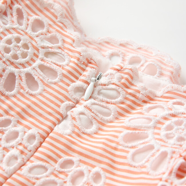Harley Embroidered Mini Dress, Peach Stripe - Dresses - 6