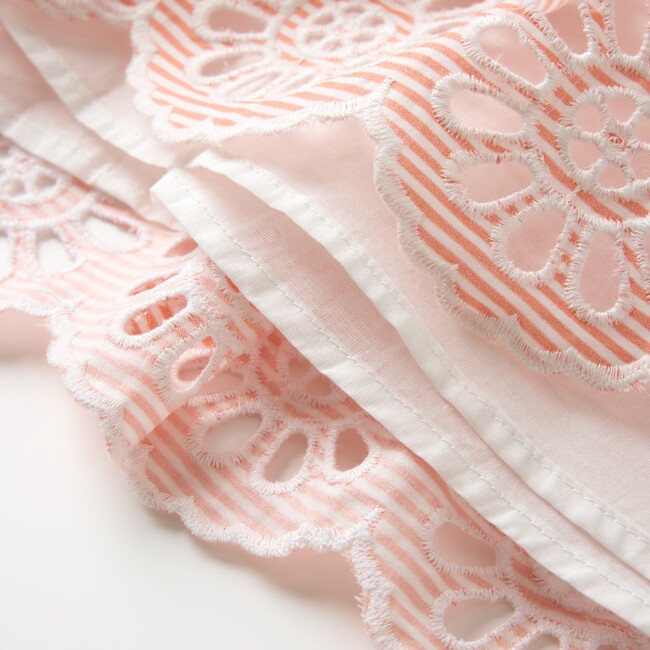 Harley Embroidered Mini Dress, Peach Stripe - Dresses - 8