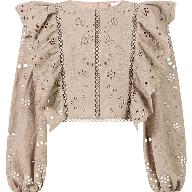 Ottilie Embroidered Top, Taupe