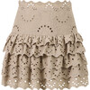 Ottilie Embroidered Mini Skirt, Taupe - Skirts - 1 - thumbnail