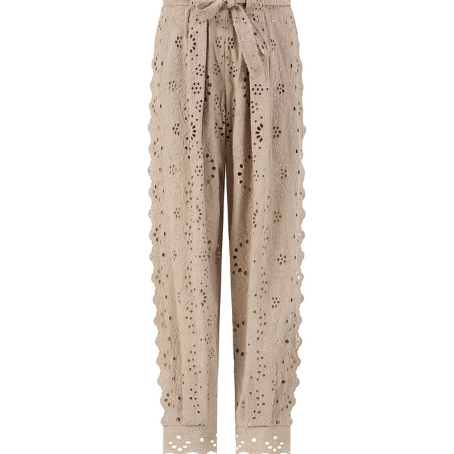 Ottilie Embroidered Pants, Taupe