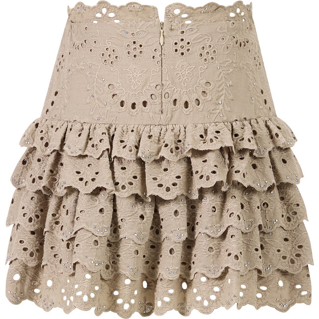 Ottilie Embroidered Mini Skirt, Taupe