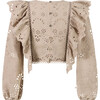 Ottilie Embroidered Top, Taupe - Blouses - 2