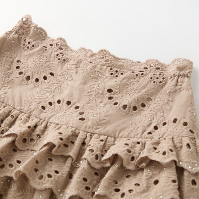 Ottilie Embroidered Mini Skirt, Taupe - Skirts - 3
