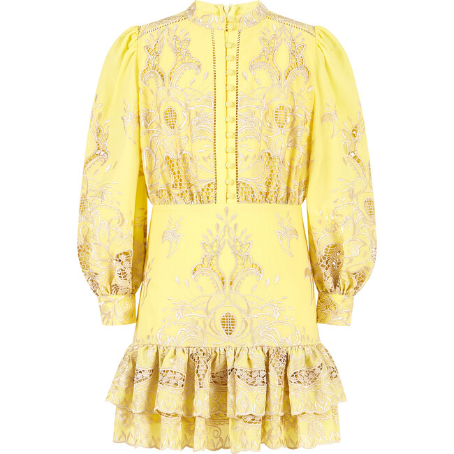 Charm Embroidered Mini Dress, Yellow
