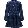 Symphony Velvet Mini Dress, Blue - Dresses - 1 - thumbnail