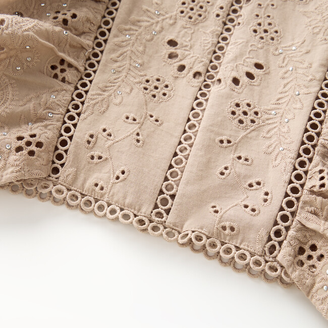 Ottilie Embroidered Top, Taupe - Blouses - 5