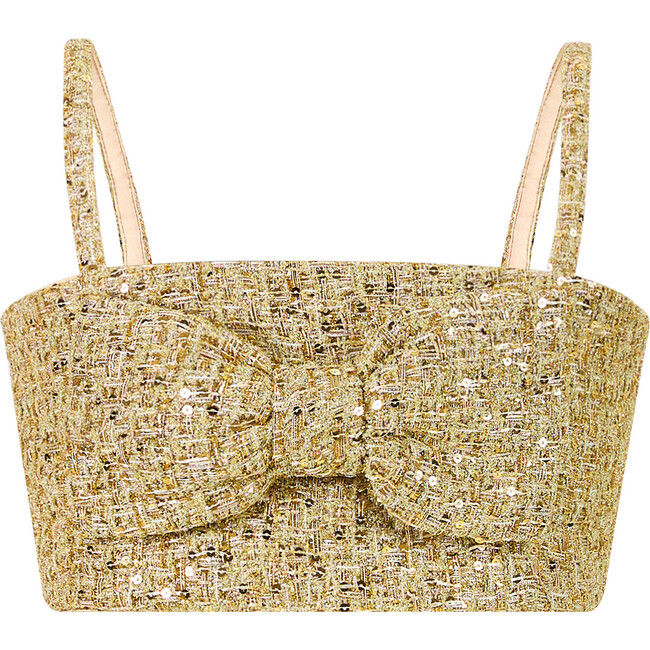 Celina Tweed Top, Gold