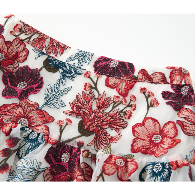 Elana Embroidered Mini Skirt, Floral - Skirts - 3