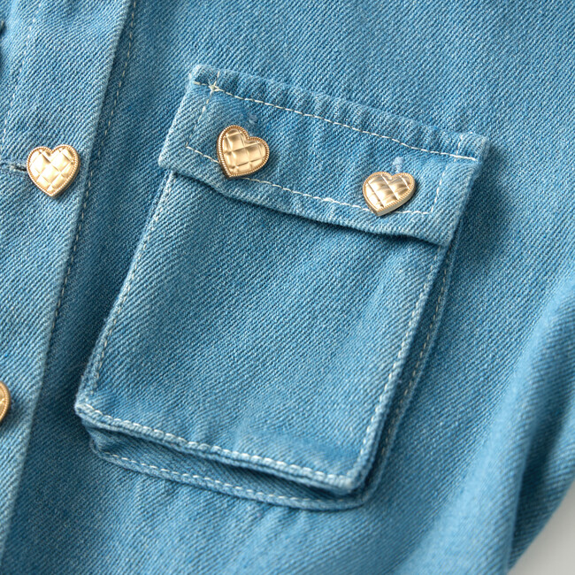 Maggie Denim Mini Dress, Denim Blue - Dresses - 5