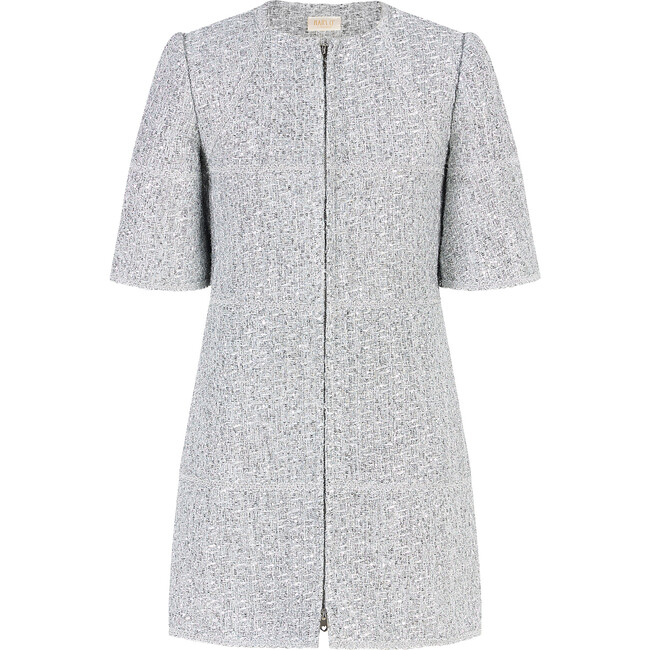 Stardust Tweed Mini Dress, Silver
