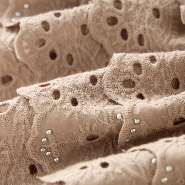 Ottilie Embroidered Mini Skirt, Taupe - Skirts - 6