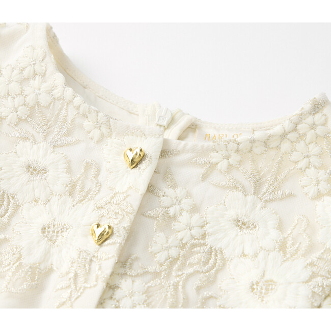 Dorothy Embroidered Mini Dress, Crème/Gold - Dresses - 3