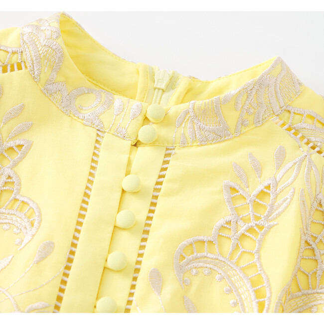 Charm Embroidered Mini Dress, Yellow - Dresses - 3