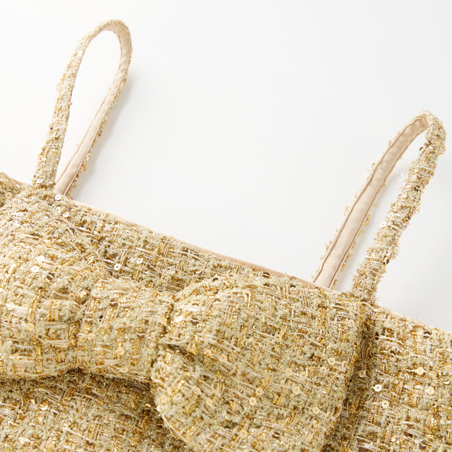 Celina Tweed Top, Gold - Blouses - 3