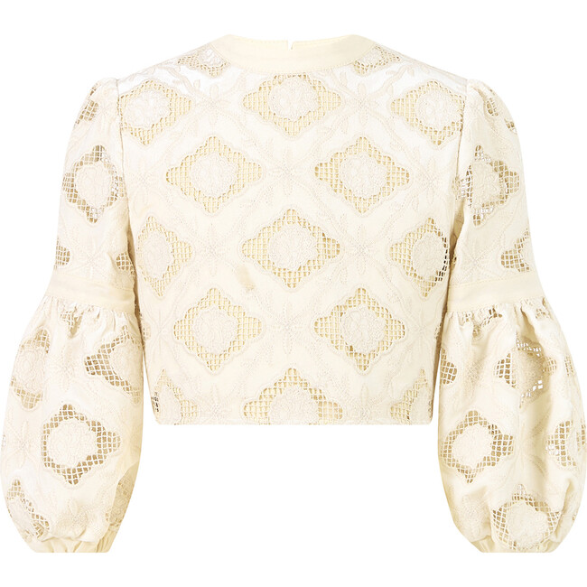 Ava Embroidered Top, Oat