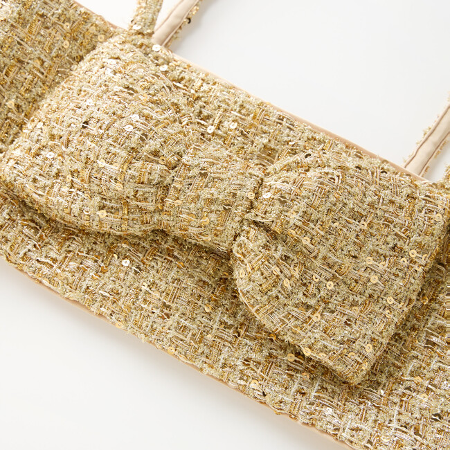 Celina Tweed Top, Gold - Blouses - 4