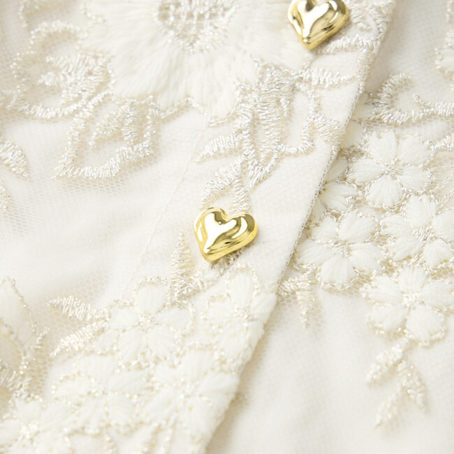 Dorothy Embroidered Mini Dress, Crème/Gold - Dresses - 4