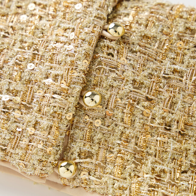 Celina Tweed Top, Gold - Blouses - 5