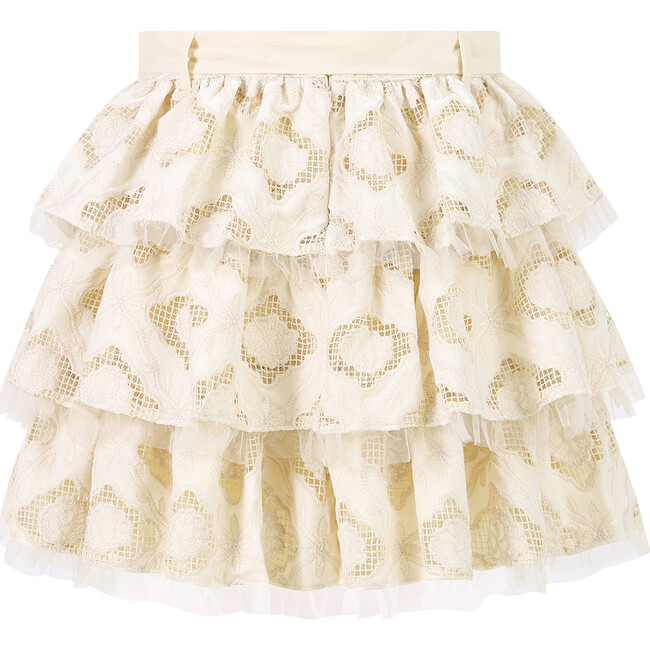 Ava Embroidered Mini Skirt, Oat