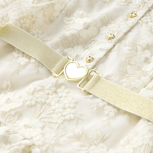 Dorothy Embroidered Mini Dress, Crème/Gold - Dresses - 5