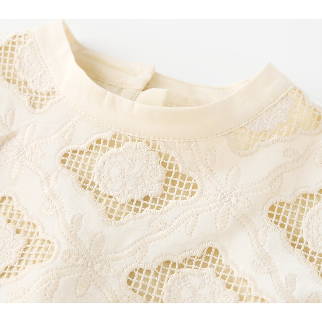 Ava Embroidered Top, Oat - Blouses - 3