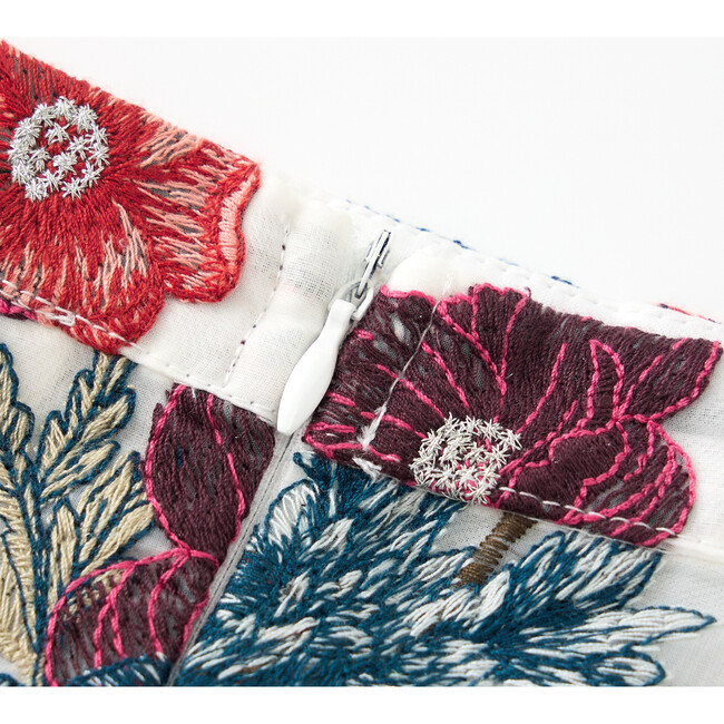 Elana Embroidered Mini Skirt, Floral - Skirts - 6