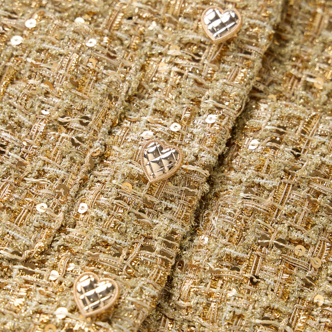 Celina Tweed Jacket, Gold - Jackets - 4