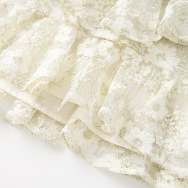 Dorothy Embroidered Mini Dress, Crème/Gold - Dresses - 7