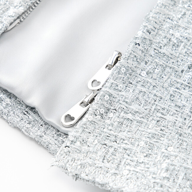 Stardust Tweed Mini Dress, Silver - Dresses - 6