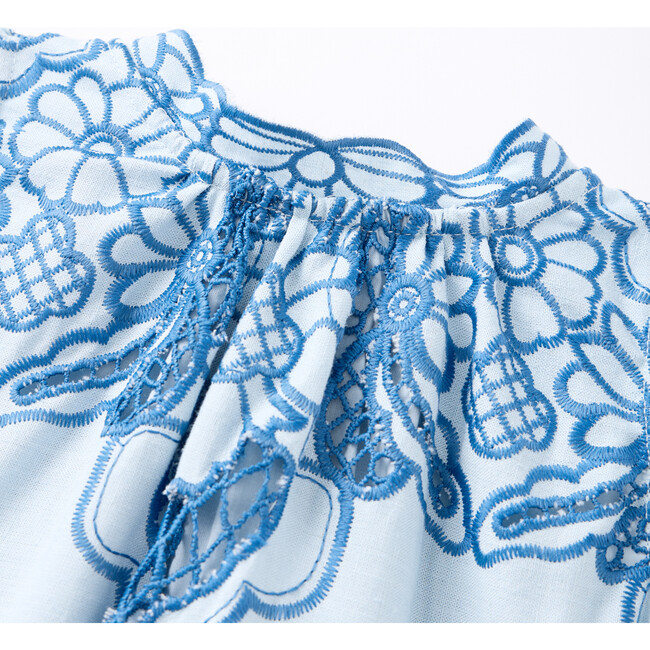 Annie Embroidered Maxi Dress, Powder Blue - Dresses - 3