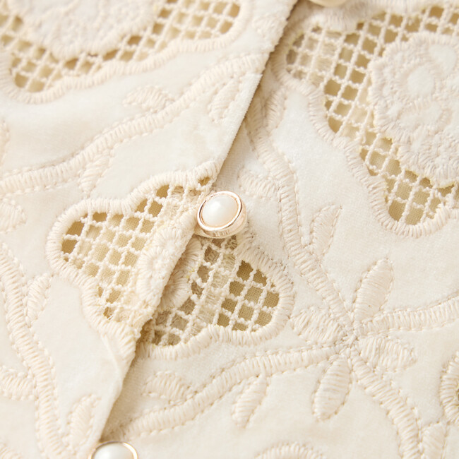 Ava Embroidered Top, Oat - Blouses - 5