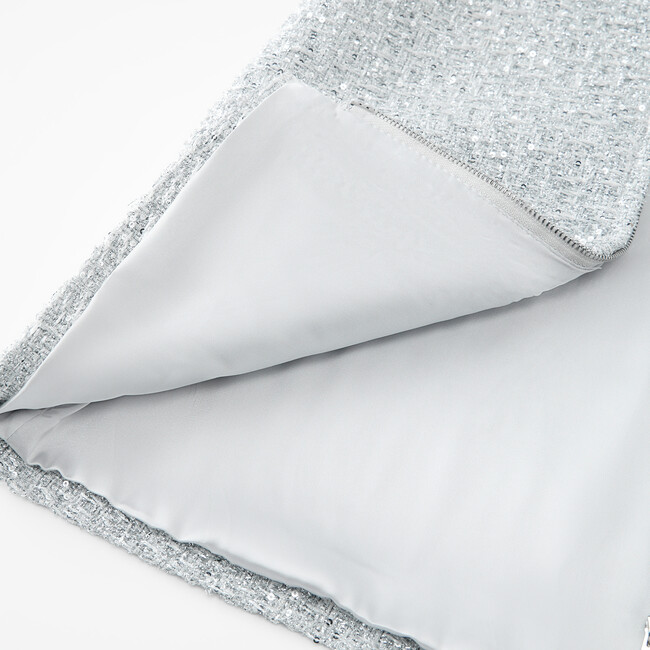 Stardust Tweed Mini Dress, Silver - Dresses - 7