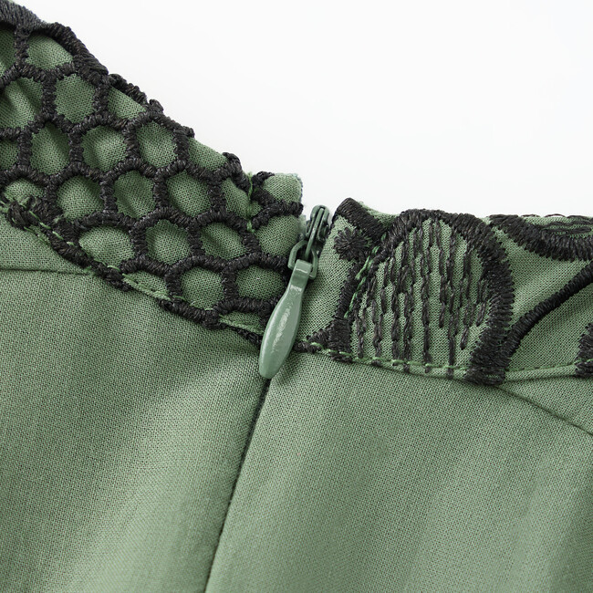 Charm Embroidered Mini Dress, Khaki - Dresses - 7