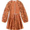 Esme Embroidered Sleeve Mini Dress, Cinnamon - Dresses - 1 - thumbnail
