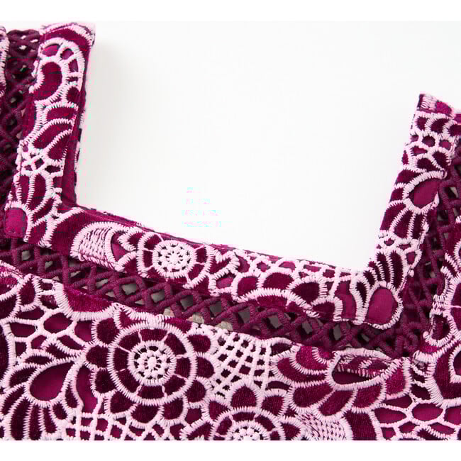 Libby Embroidered Mini Dress, Berry - Dresses - 3