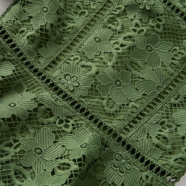 Gianna Embroidery Mini Dress, Khaki Green - Dresses - 4