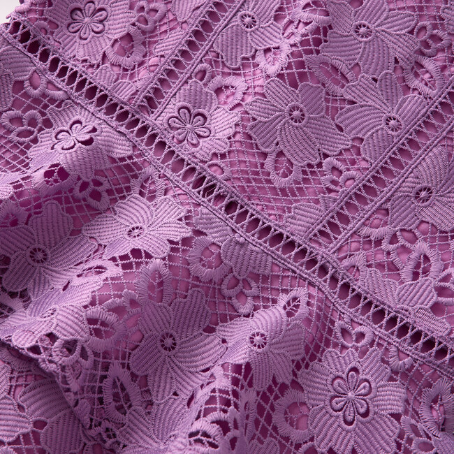 Gianna Embroidery Mini Dress, Grape - Dresses - 4