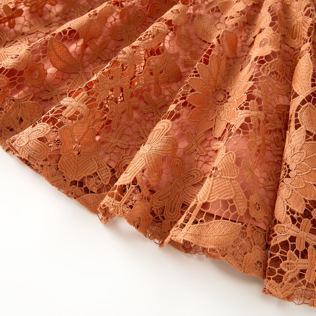 Esme Embroidered Sleeve Mini Dress, Cinnamon - Dresses - 5